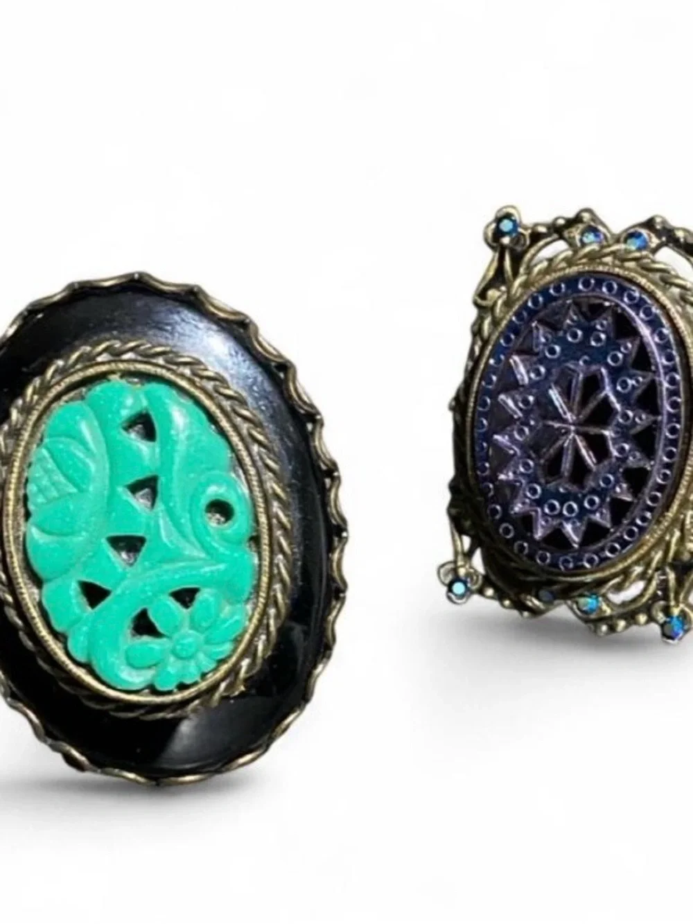 2 Ollipop Vintage-Inspired Turquoise & Purple Statement Rings - Women Jewelry